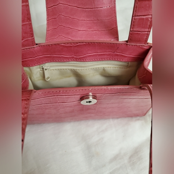 Vintage Y2K Faux Leather Barbie Pink Snake Skin Mini Handbag Retro Boho Chic - Picture 7 of 12